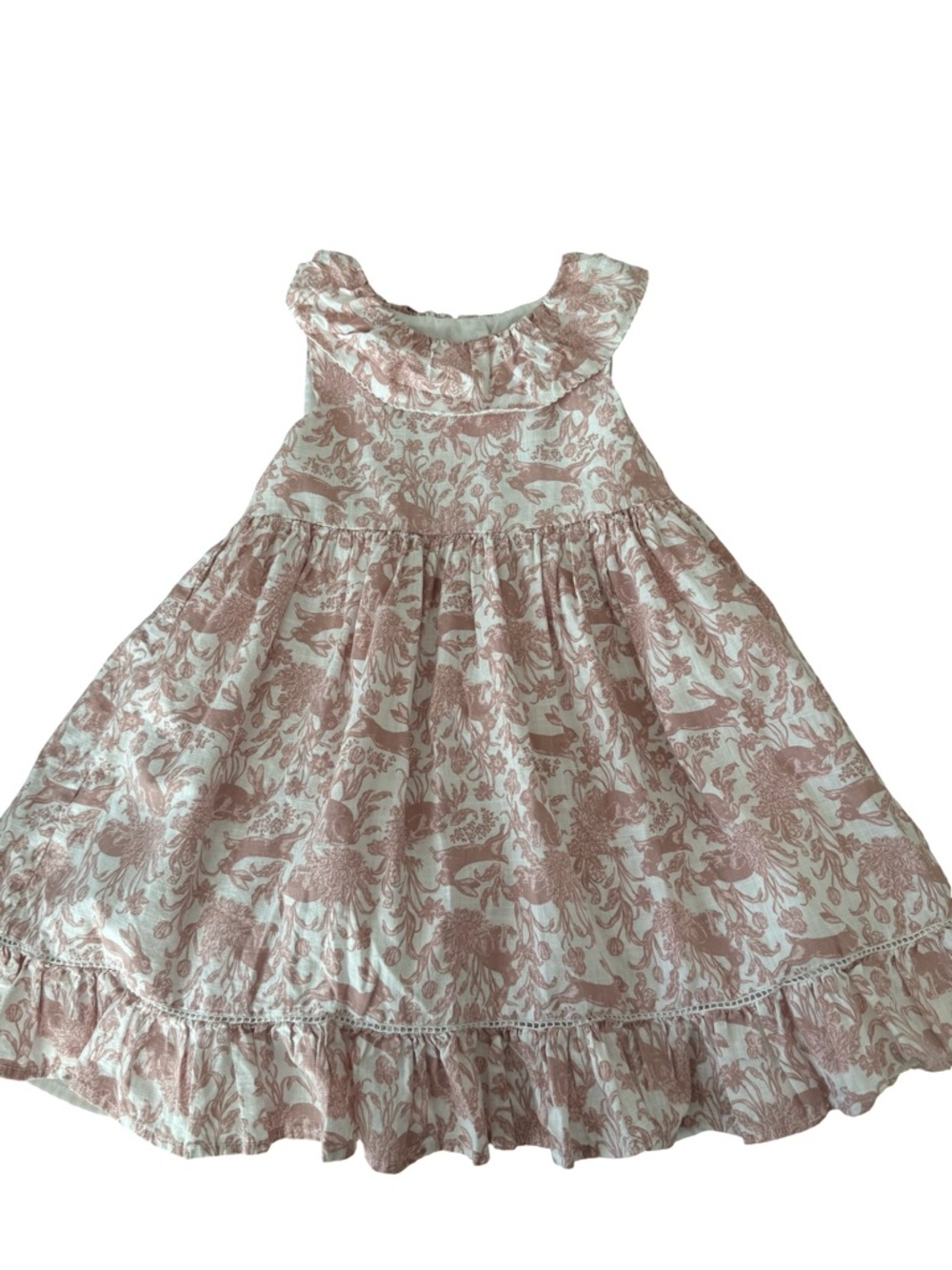 Girls 5T Pink Floral Ruffle Dress Cottagecore Sleeveless Party Easter - Picture 2 of 9